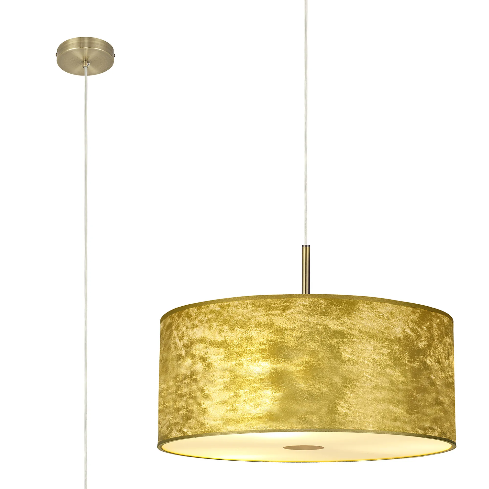 DK0853  Baymont 60cm 5 Light Pendant Antique Brass; Gold Leaf; Frosted Diffuser